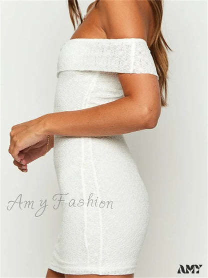 Amy Fashion - Elegant Summer Party Sleeve Off Shoulder Mini Dress