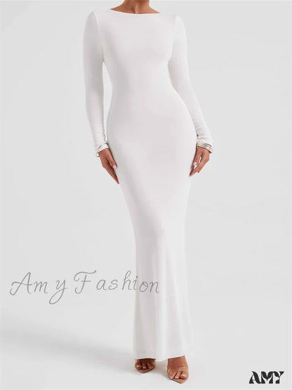 Amy Fashion - Elegant Women Party Backless Criss-Cross Tie-Up Bodycon Formal Club Sleeve Solid