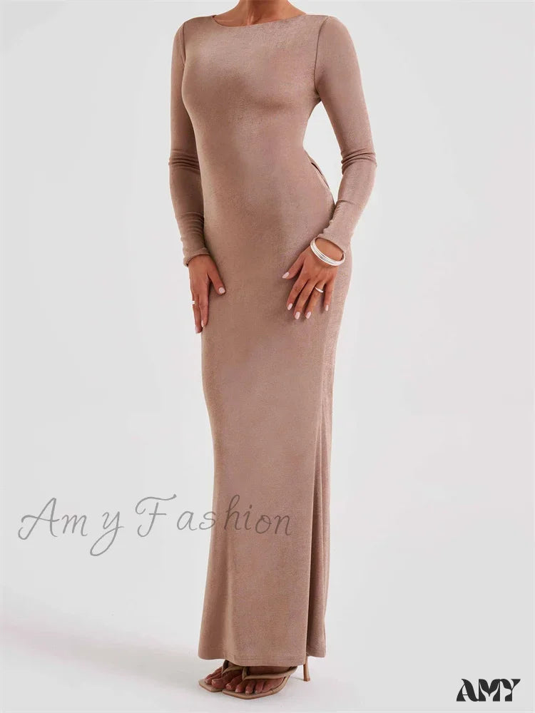 Amy Fashion - Elegant Women Party Backless Criss-Cross Tie-Up Bodycon Formal Club Sleeve Solid