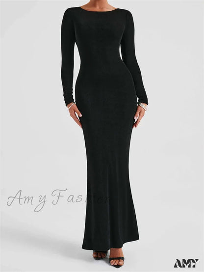 Amy Fashion - Elegant Women Party Backless Criss-Cross Tie-Up Bodycon Formal Club Sleeve Solid