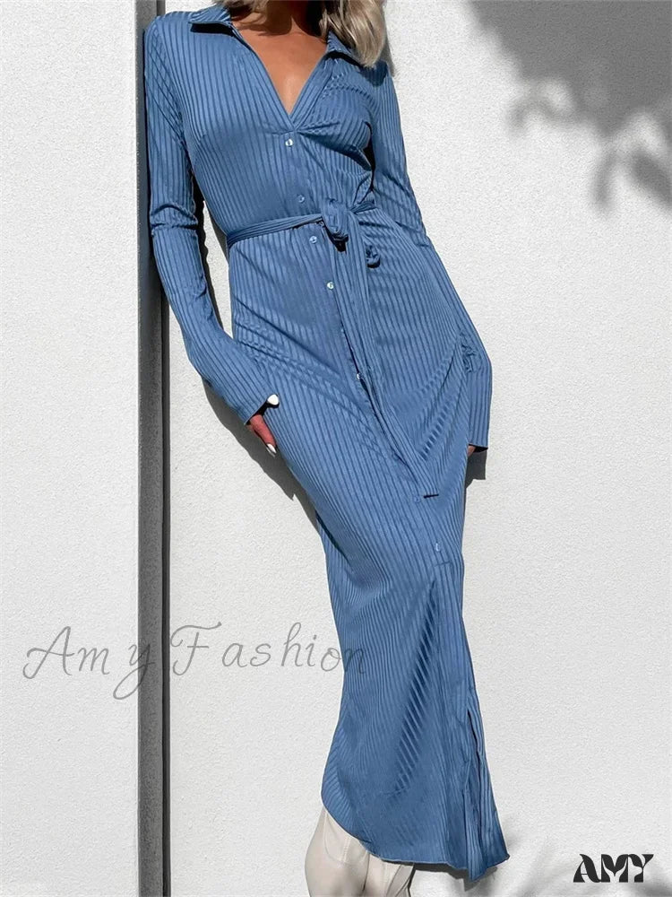 Amy Fashion - Elegant Women Sleeve Shirt Solid Casual Buttons Up Party Beach Cocktail Club Vestido