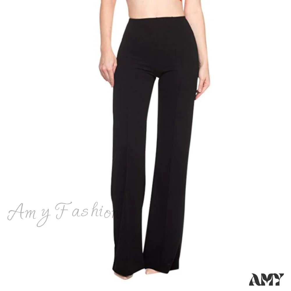 Amy Fashion - Elegant Work Office Casual Long Trousers Black / S