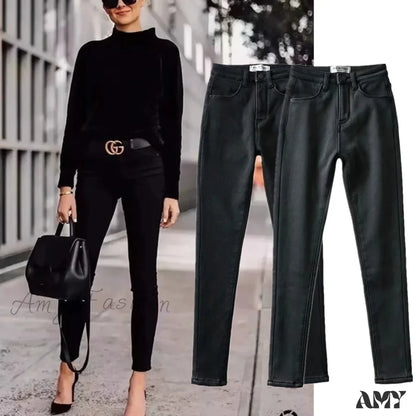 Amy Fashion - England Style Vintage High Waist Skinny Jeans