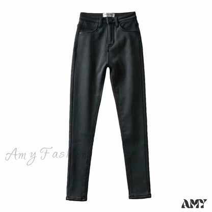 Amy Fashion - England Style Vintage High Waist Skinny Jeans Dark Grey / Xs