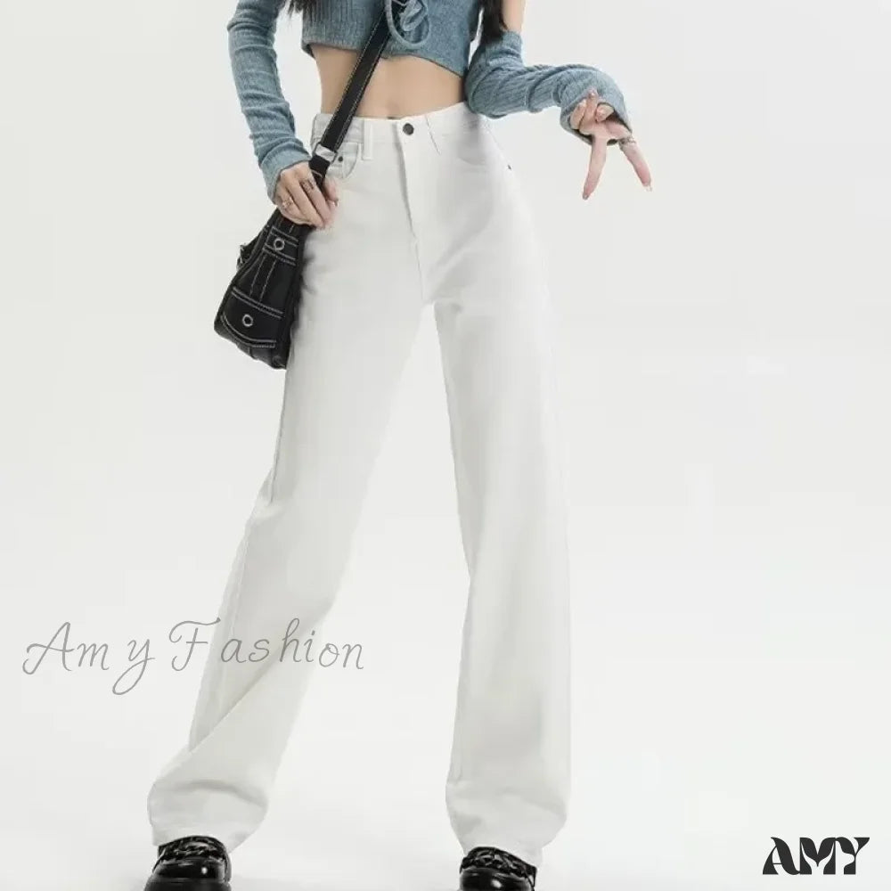 Amy Fashion - European And American Gentle Style Dirty Pink Ruffled Versatile Wide Leg Pants Jean