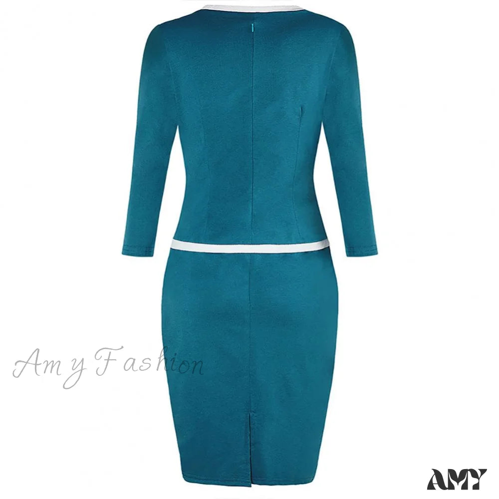 Amy Fashion - Fake Two Piece Sheath Dress Uniform