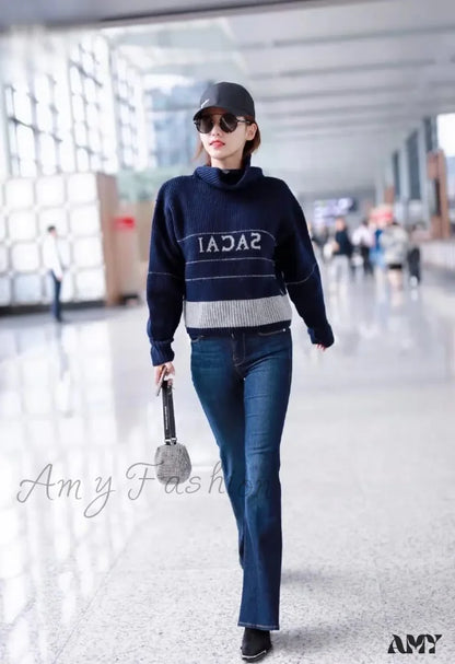 Amy Fashion - Fd High Quality Stretch Slim Flare Women’s 2024 New Autumn And Winter Waist Denim Jean