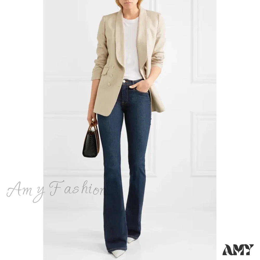 Amy Fashion - Fd High Quality Stretch Slim Flare Women’s 2024 New Autumn And Winter Waist Denim