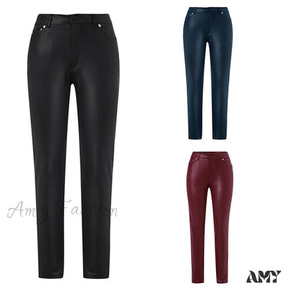 Amy Fashion - Female Leather Leggings Pants