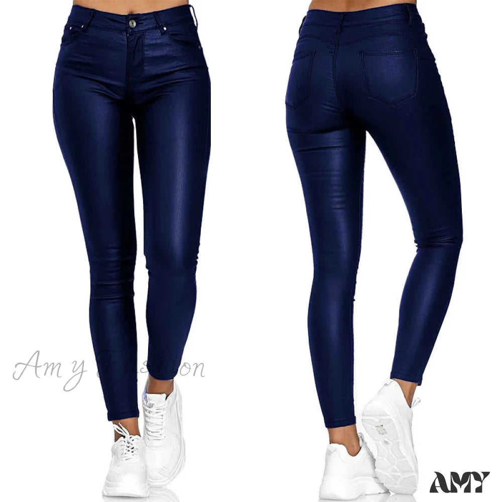 Amy Fashion - Female Leather Leggings Pants