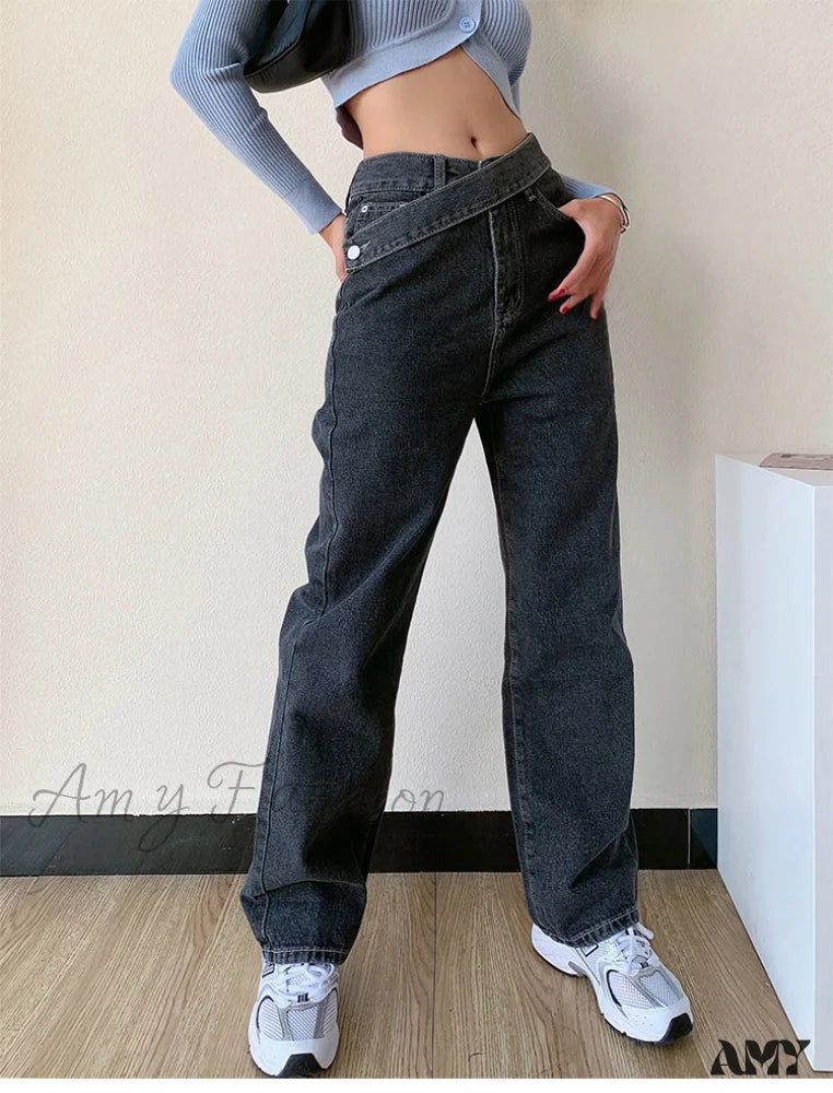 Amy Fashion - Femmale Black Blue Jeans