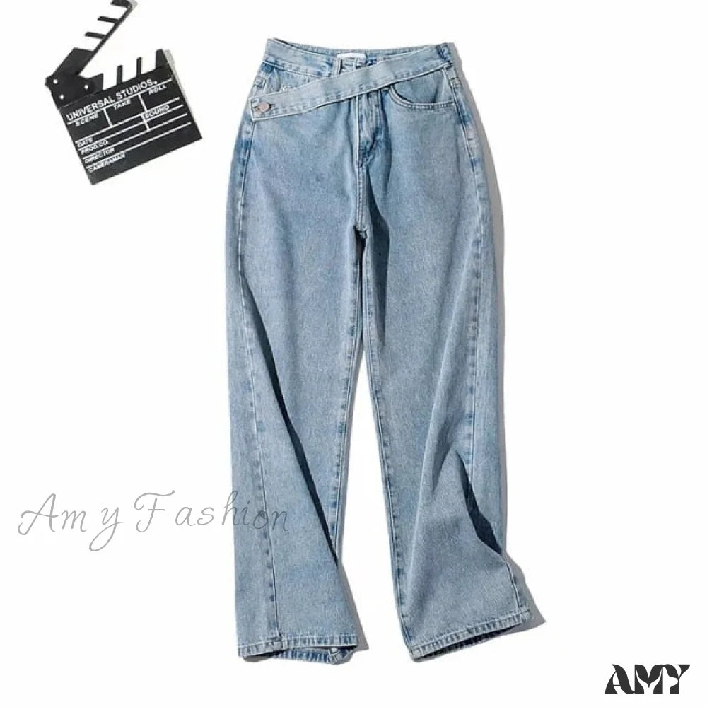 Amy Fashion - Femmale Black Blue Jeans Light Blue / Xs