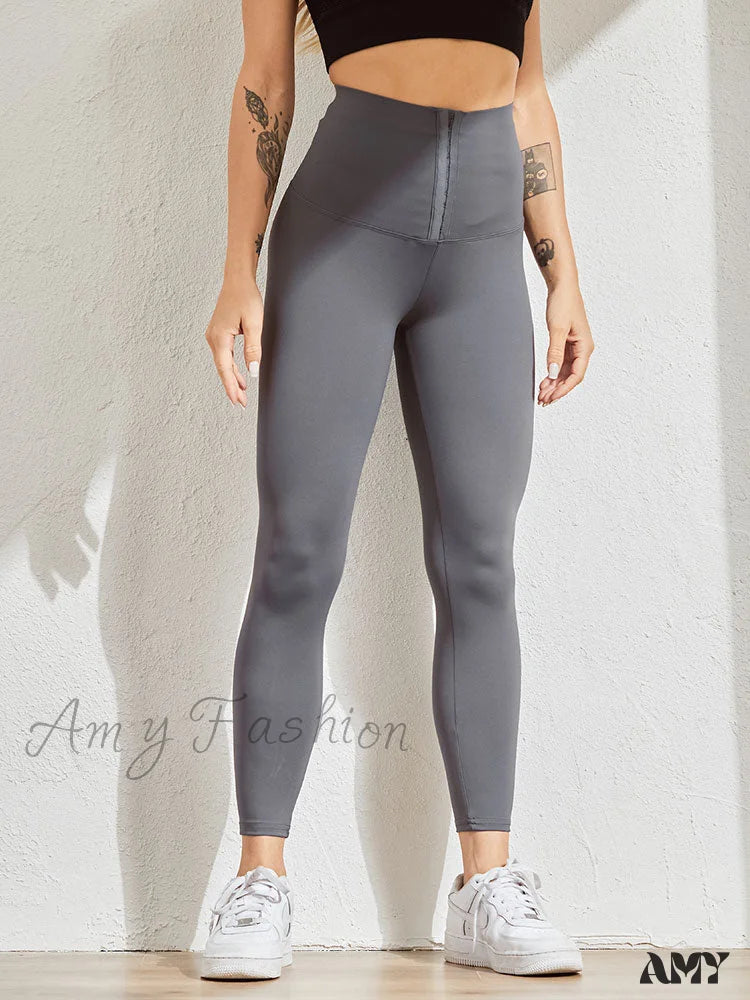 Amy Fashion - Fitness High Waist Leggings Gray / S