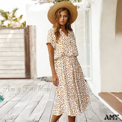 Amy Fashion - Floral Print Vintage Short Sleeve Boho Dress