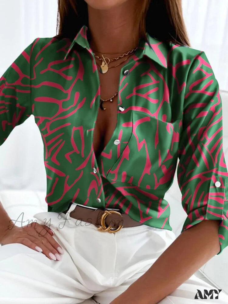 Amy Fashion - Floral Printing Single Button New Shirt