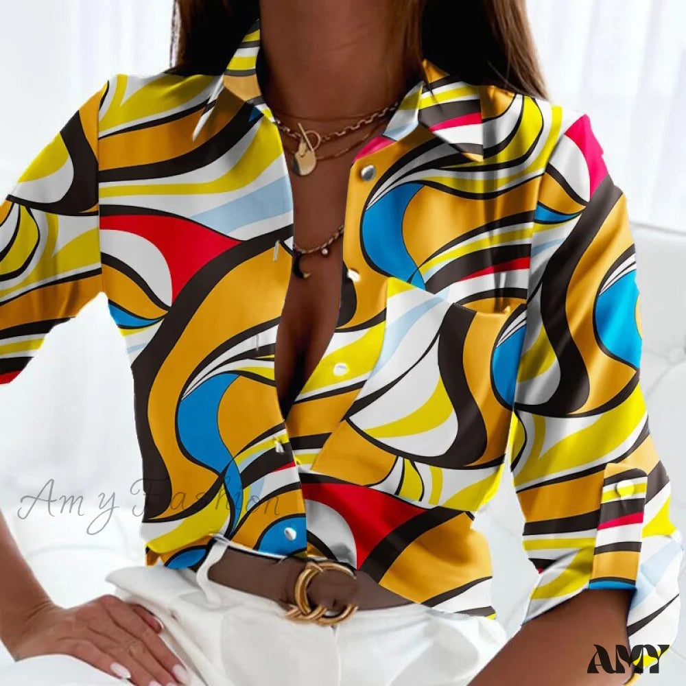 Amy Fashion - Floral Printing Single Button New Shirt Multicolor / S