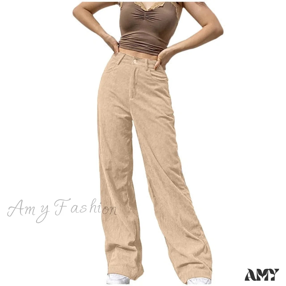 Amy Fashion - Full-Length Pocket Cargo Jeans Beige / L