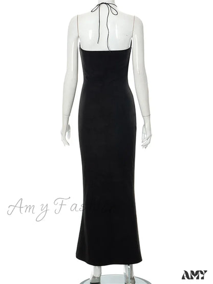 Amy Fashion - Halter Sexy Backless Hollow Out Tie Up Women Sleeveless Summer Club Party Outfits