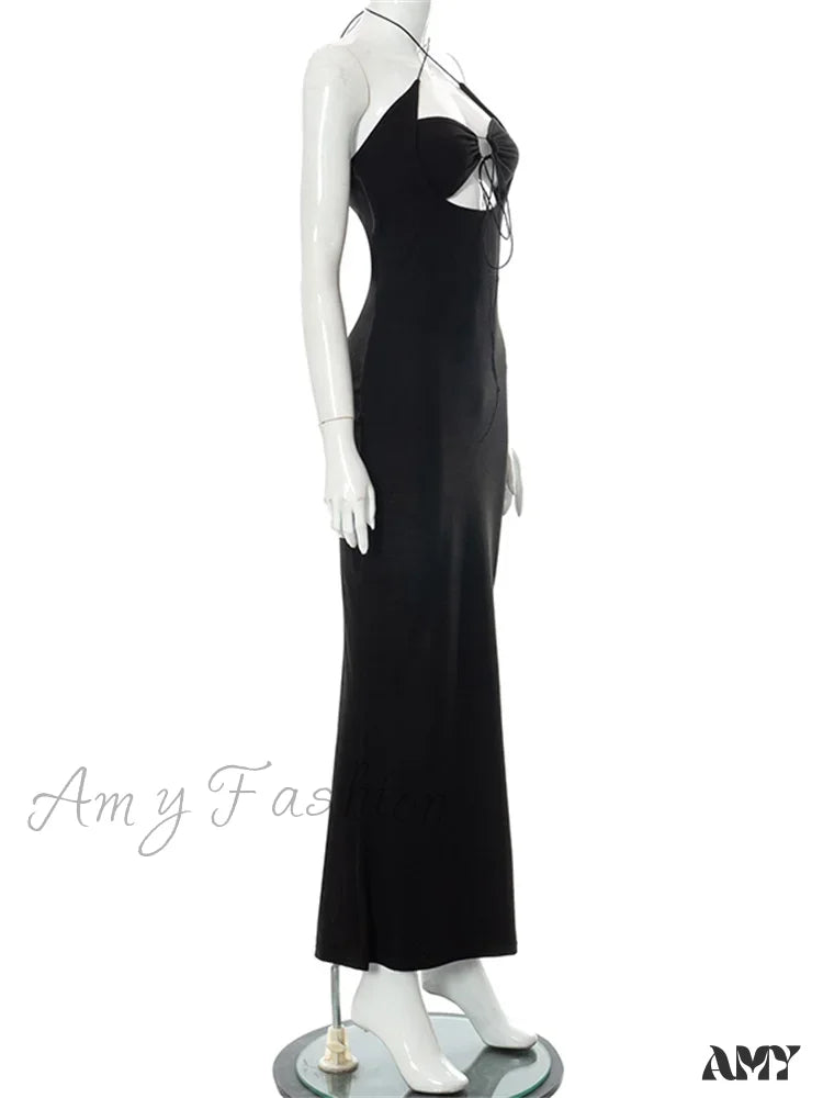 Amy Fashion - Halter Sexy Backless Hollow Out Tie Up Women Sleeveless Summer Club Party Outfits