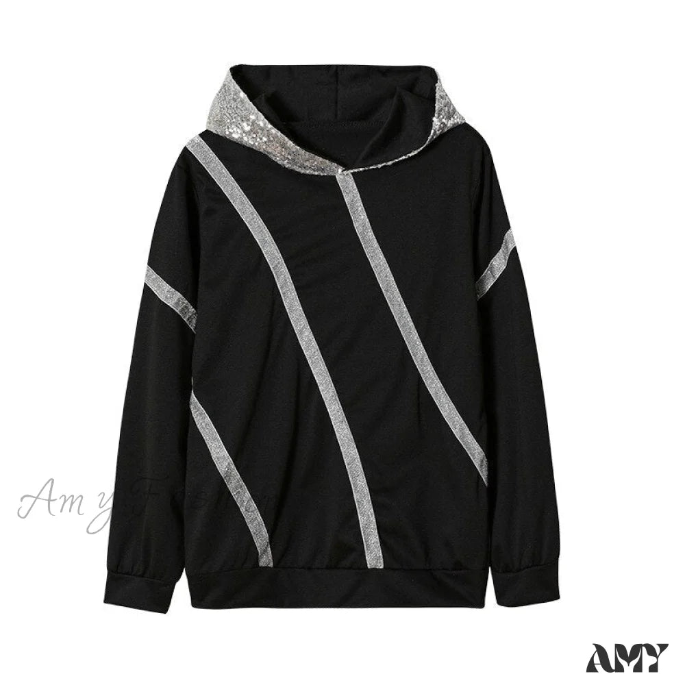 Amy Fashion - Harajuku Casual Long Sleeve Sequin Hoodies