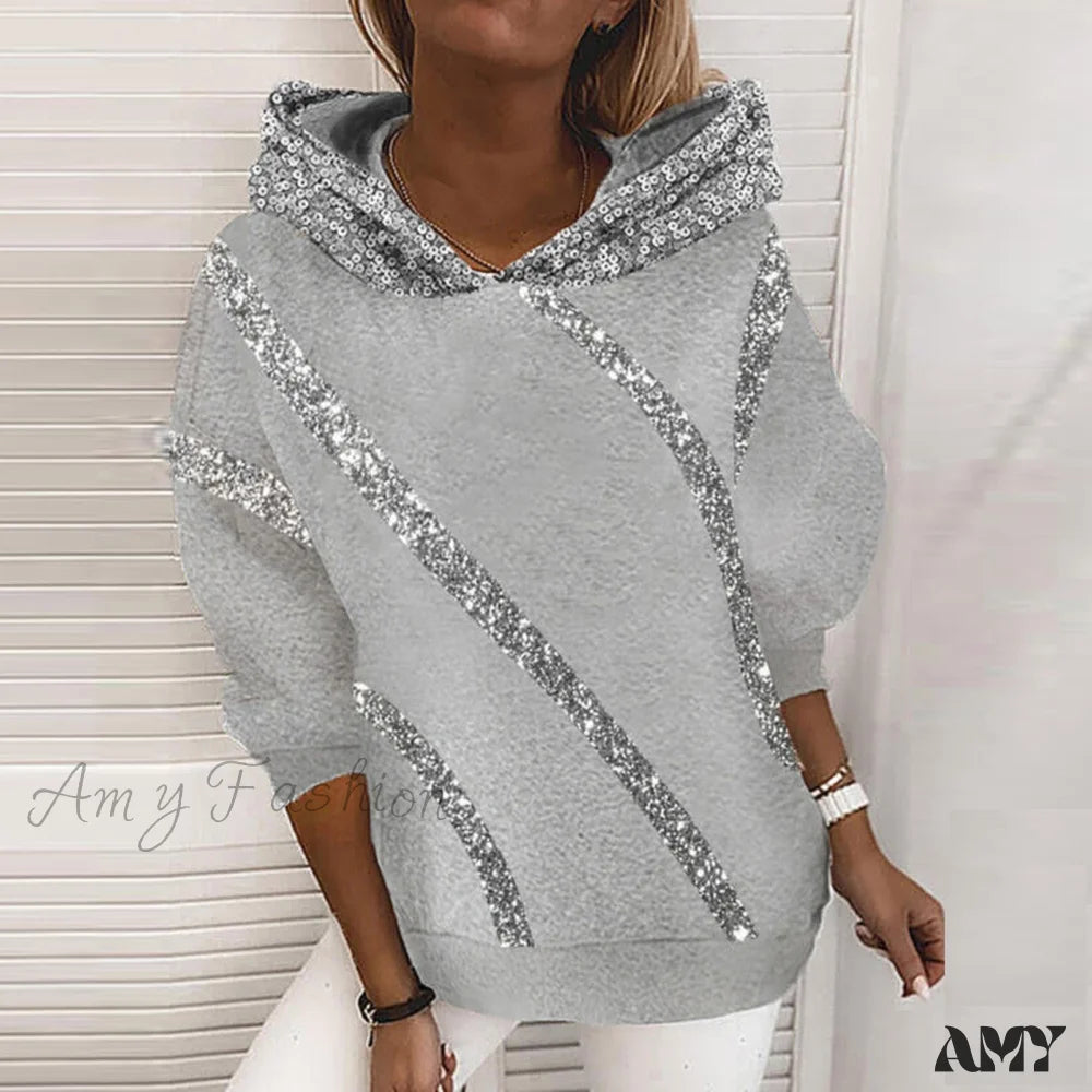 Amy Fashion - Harajuku Casual Long Sleeve Sequin Hoodies