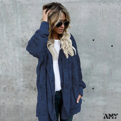 Amy Fashion - Harajuku Women Loose Long Cardigan Ladies Warm Coat Outwear