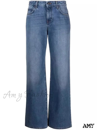 Amy Fashion - High Quality Autumn New Floor-Length Denim High-Waisted Minimalist Style Loose