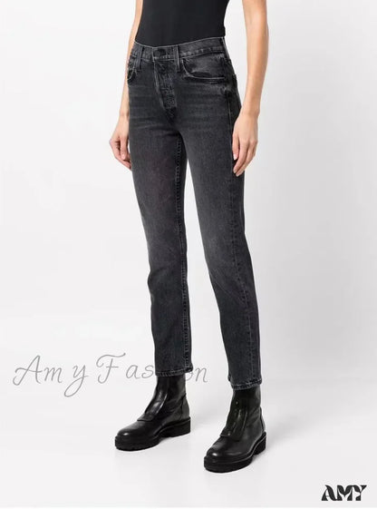 Amy Fashion - High Quality Stretch Women Straight Denim Casual Fashion Ankle-Length 2024 Fall