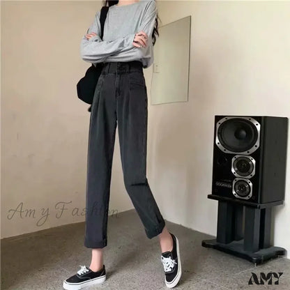 Amy Fashion - High Quality Vintage Blue Wide-Leg Straight Jean