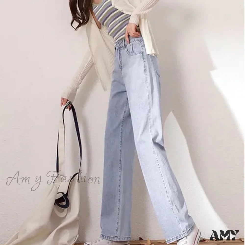 Amy Fashion - High Quality Vintage Blue Wide-Leg Straight Jean