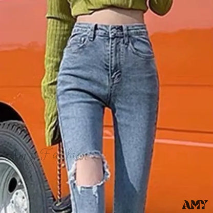 Amy Fashion - High Quality Vintage Blue Wide-Leg Straight Jean