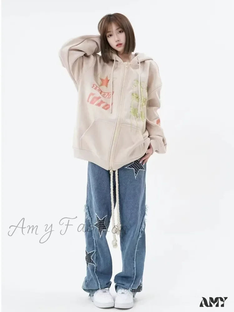 Amy Fashion - High Street Trendy Slimming Micro Flared Yellow Mud Color Zippered Straight Leg Jean