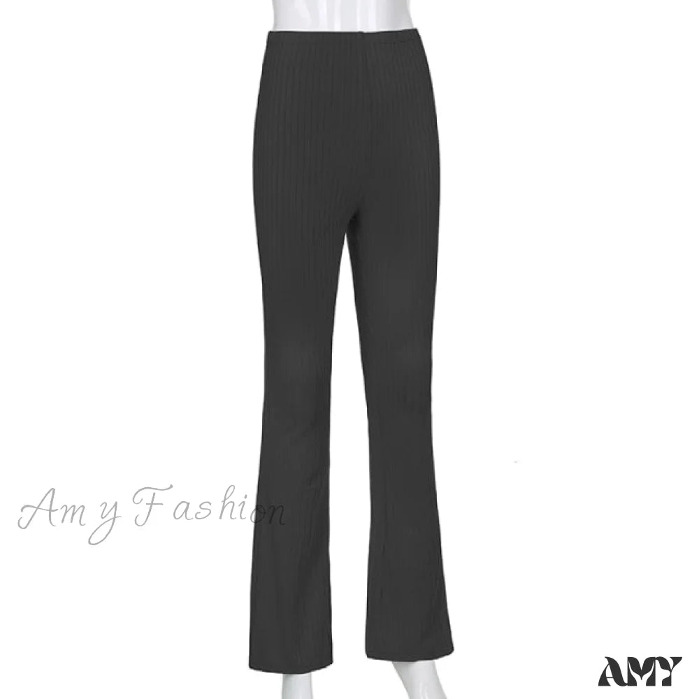 Amy Fashion - High Waist Aesthetic Female Vintage Pants Black / M