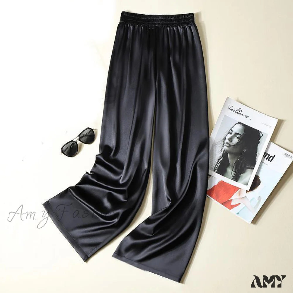 Amy Fashion - High Waist Casual Trousers Black / S