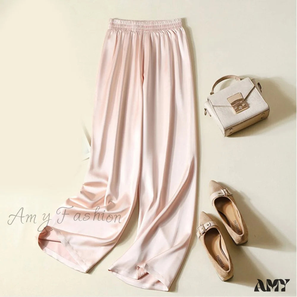 Amy Fashion - High Waist Casual Trousers Champange / S