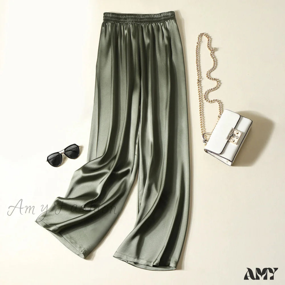 Amy Fashion - High Waist Casual Trousers Green / S