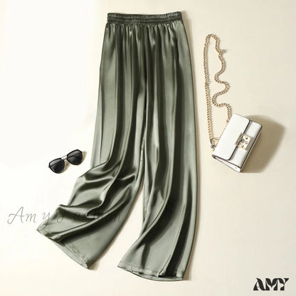 Amy Fashion - High Waist Casual Trousers Green / S