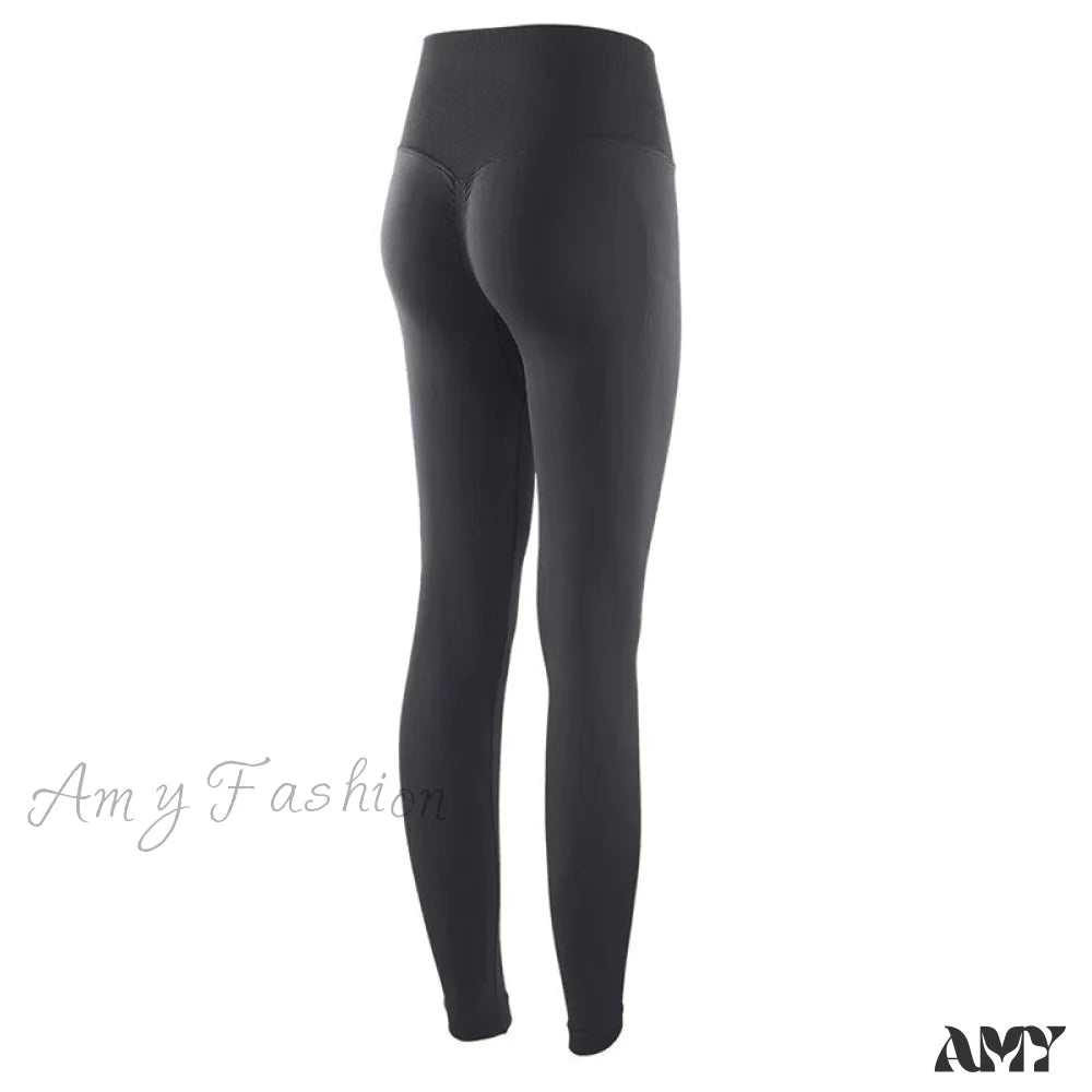 Amy Fashion - High Waist Elastic Push Up Leggins Black / S