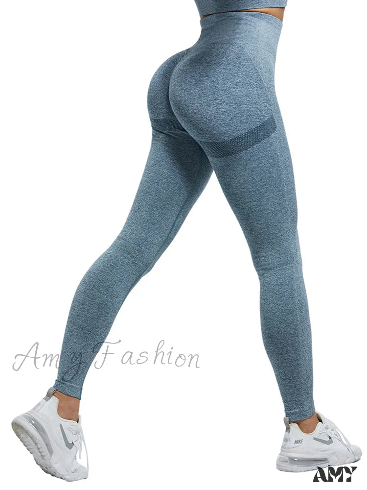 Amy Fashion - High Waist Fitness Ladies Leggings Blue / Xs