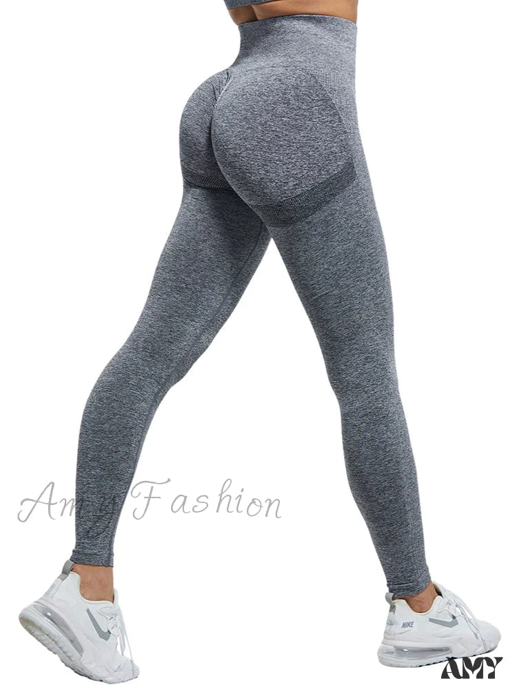 Amy Fashion - High Waist Fitness Ladies Leggings Dark Gray / Xs