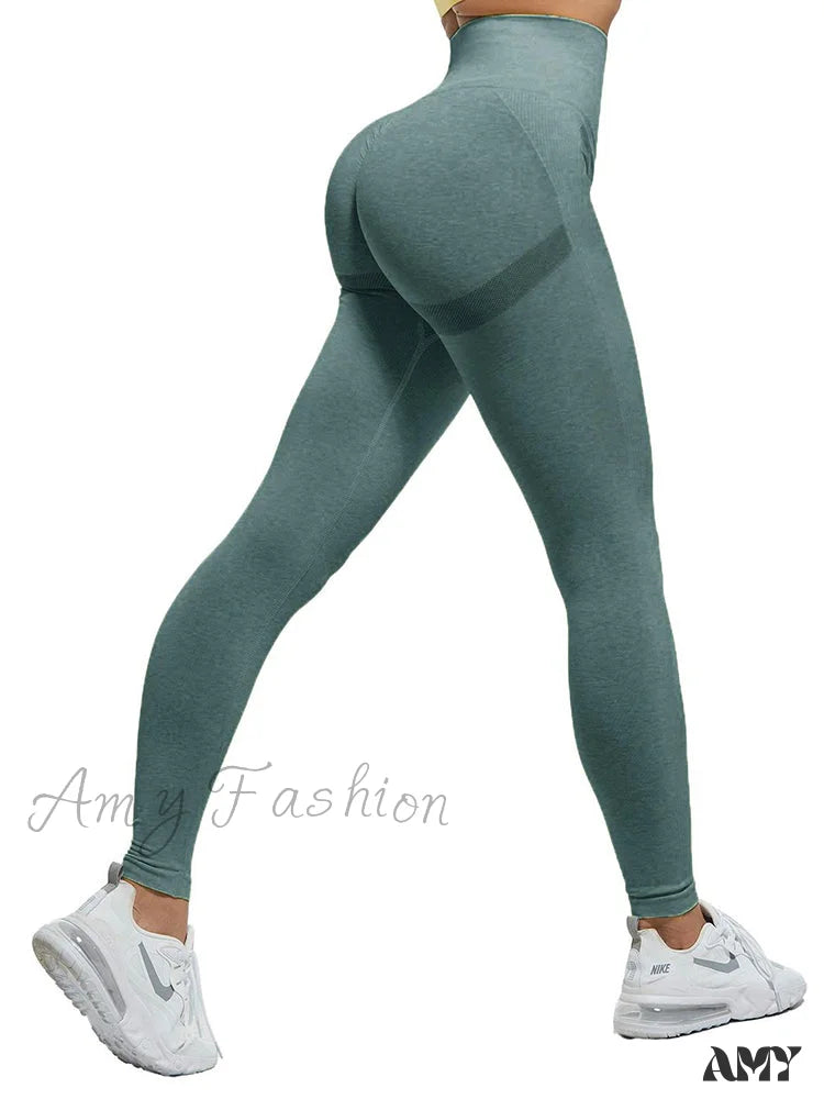 Amy Fashion - High Waist Fitness Ladies Leggings Dark Green / Xs