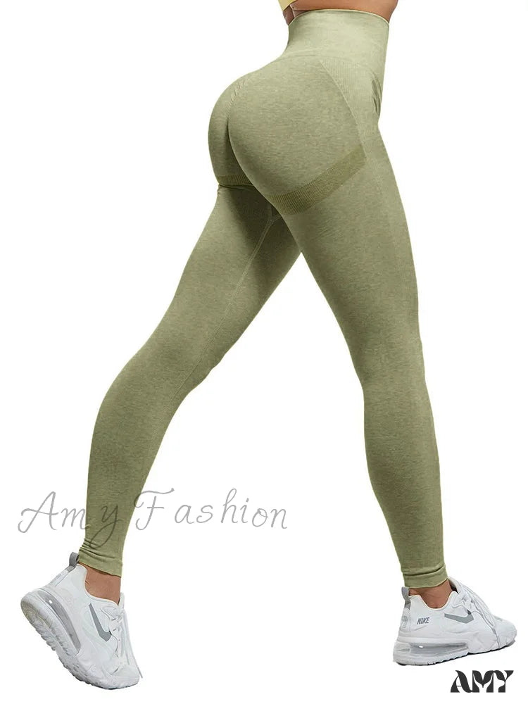 Amy Fashion - High Waist Fitness Ladies Leggings Grass Green / Xs