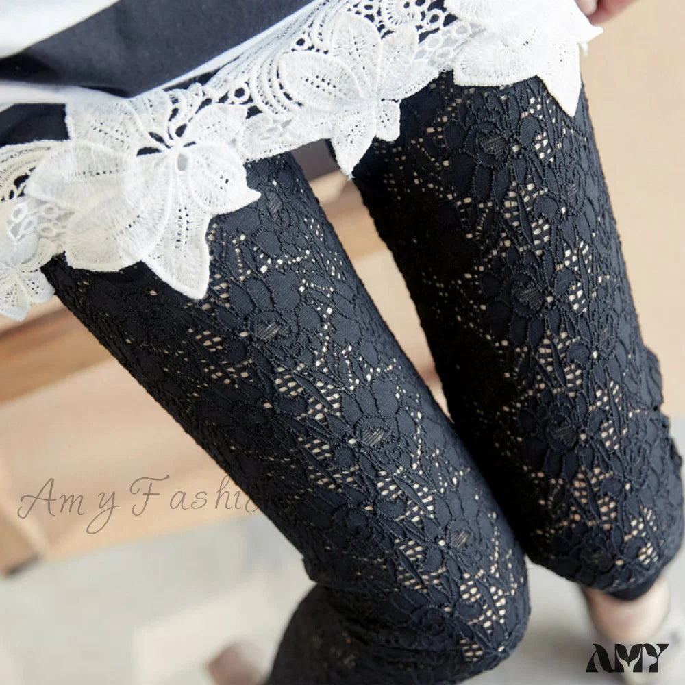 Amy Fashion - High Waist Floral See Through Strethchy Pants