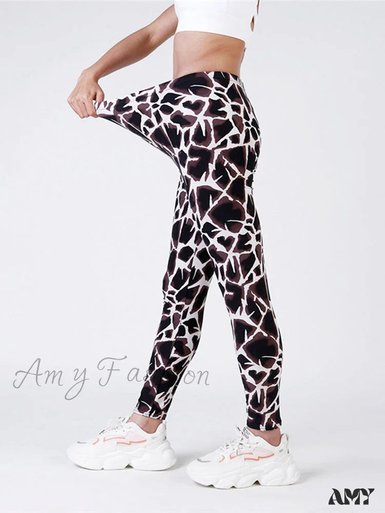 Amy Fashion - High Waist Leggings Pants Black Stone / S