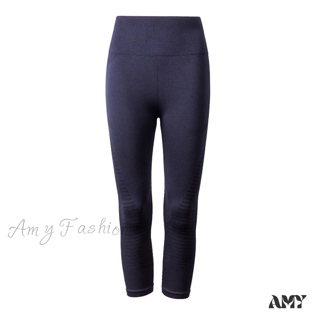 Amy Fashion - High Waist Seamless Leggings Black / S/M