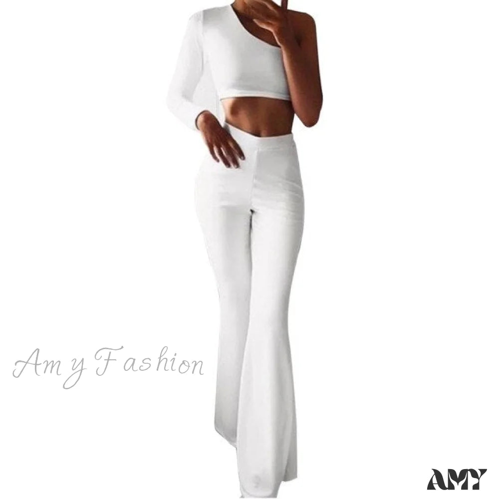 Amy Fashion - High Waist Slim Stretch Elasticity Pants White / S