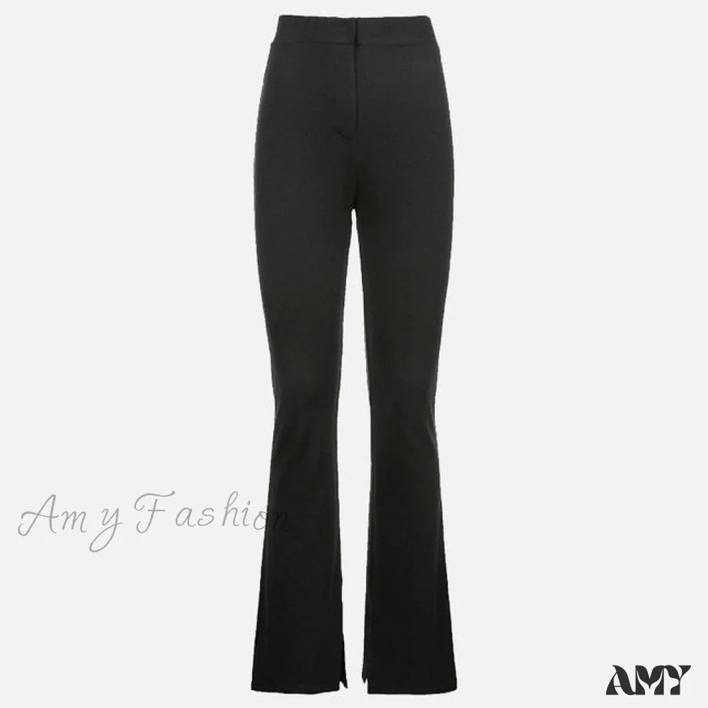 Amy Fashion - High Waist Sweatpants Sports Pants Black / M