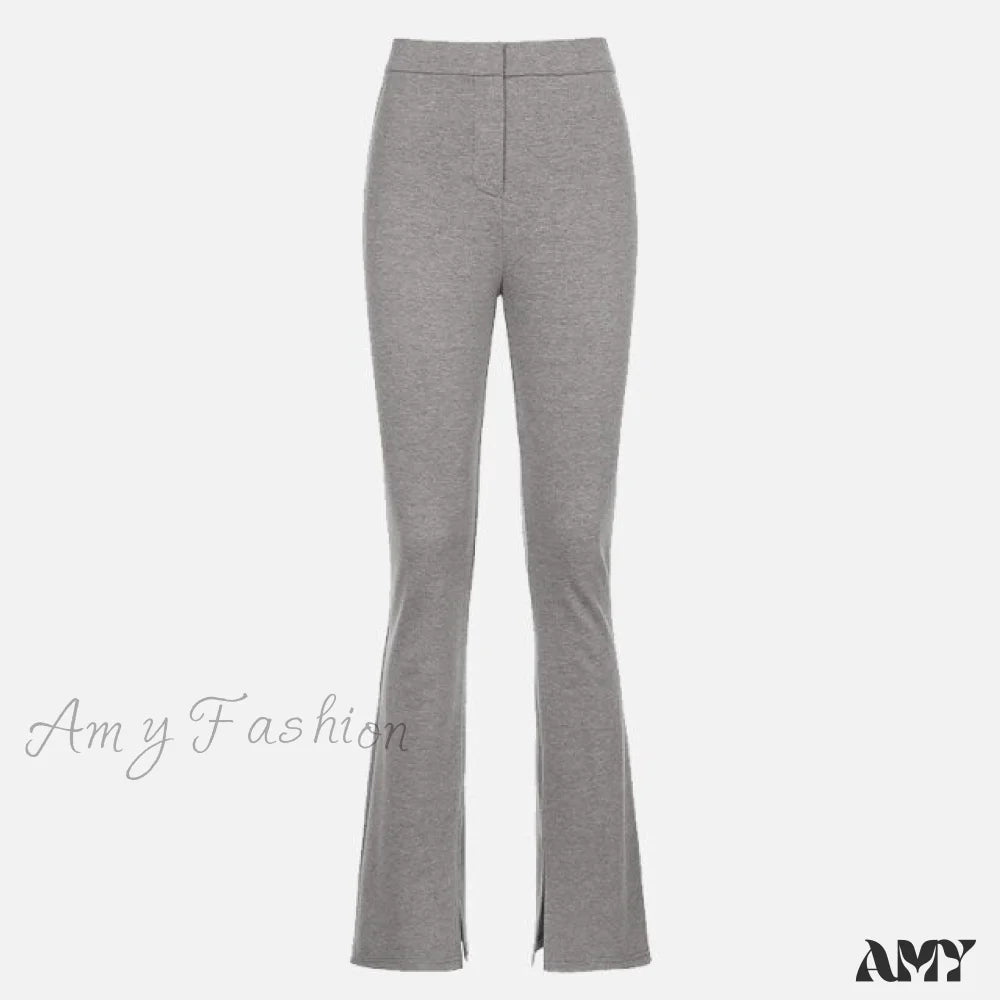 Amy Fashion - High Waist Sweatpants Sports Pants Gray / S