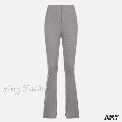 Amy Fashion - High Waist Sweatpants Sports Pants Gray / S