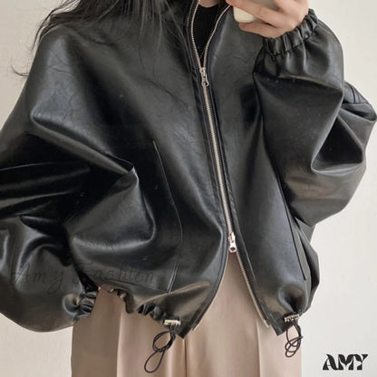 Amy Fashion - Hip Hop Personalized Pu Leather Jacket